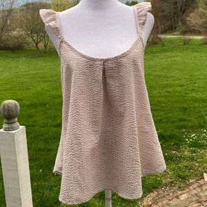 For Love and Lemons Cream Ruffled Camisole Cotton Blend Small